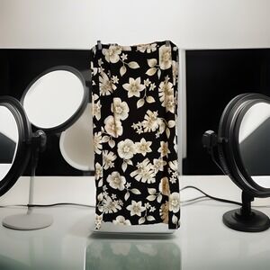 Kathie Lee Collection Women's Skirt Size 16 Black Beige Floral Print Polyester